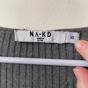 NA-KD Gray Women's Ribbed Blouse